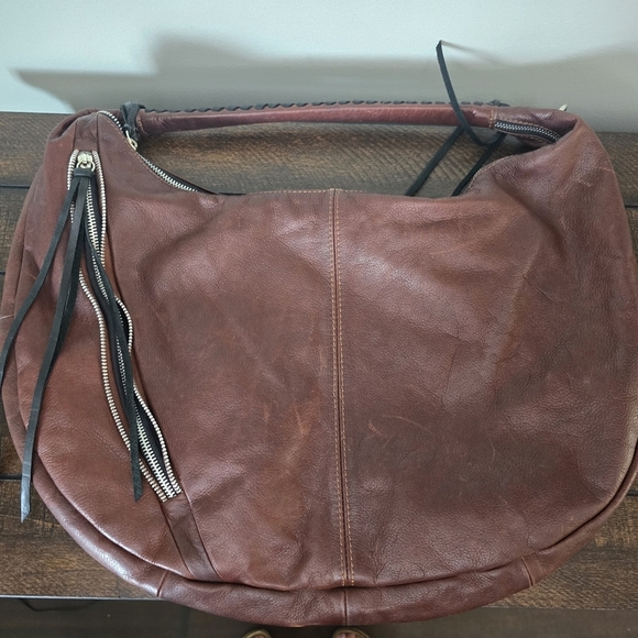Borse In Pelle Brown Genuine Leather Hobo Crescent Shoulder Bag Fringe Italy - Picture 16 of 16